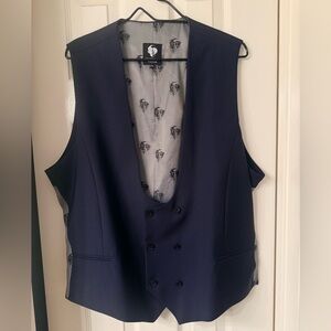 Men's Navy Blue Double-Breasted Vest